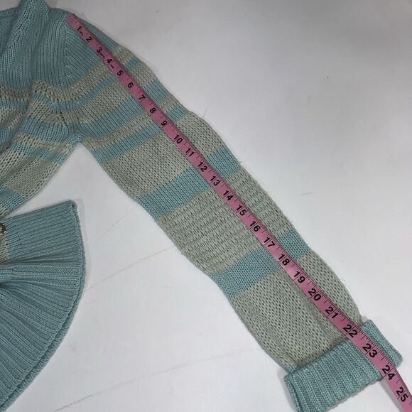 Loro Piana Cashmere Linen Silk Knit Sweater Seafoam Stripe Women Size EUR 46 - Picture 8 of 12